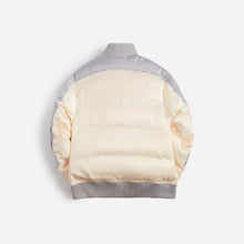 Load image into Gallery viewer, Cream &amp; Grey Satin Bomber Jacket ships in 6-8 weeks
